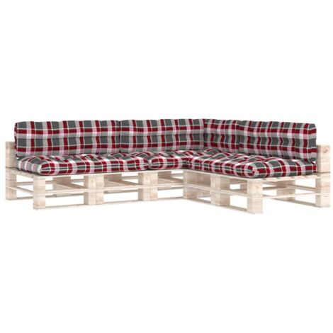 Palettensofa-Auflagen 7 Stk. Rot Karomuster vidaXL