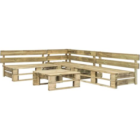 Palettes de canapé de jardin Définissez 4 pcs en bois de pin avec table Salon de jardin palette 4 pcs Bois
