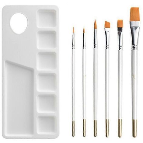 Palettes de peinture, 6 pinceaux, palettes de peinture en plastique, palettes pour la peinture artistique