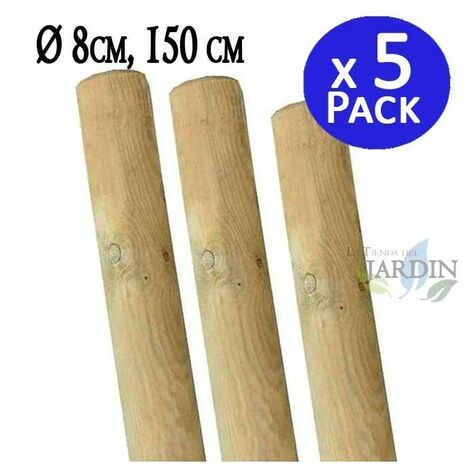 Pali tutori di legno da 150 cm, diametro 4 cm (Pack 20), palo di legno  rotondo con punta, palizzata, Punto di fissaggio.