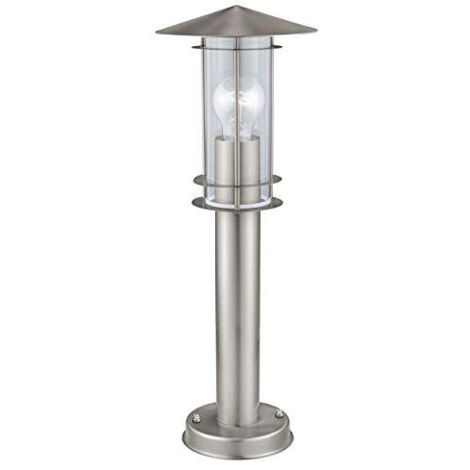 Paletto Basso Esterno Contemporaneo Lisio Acciaio Argento Vetro Bianco 1 Luce E27