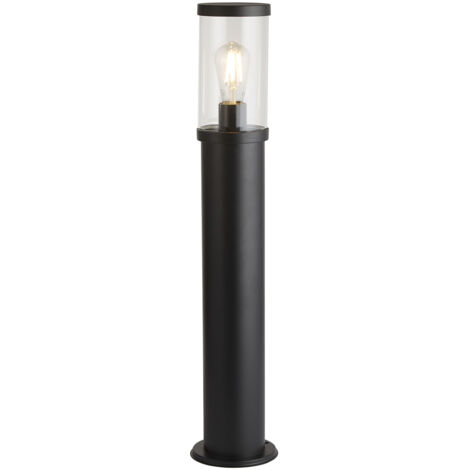 Paletto Da Esterno Contemporaneo Bakerloo Alluminio Nero Vetro 1 Luce E27 73Cm