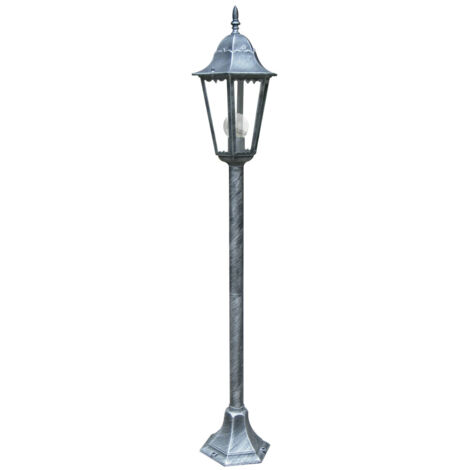 "Paletto da esterno FIRENZE nero e argento con diffusore in vetro 104 cm."