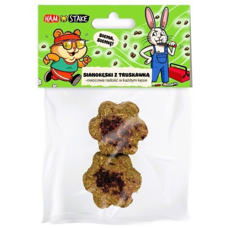 Paletto di prosciutto  Snack di fieno per roditori e conigli - Con fragole