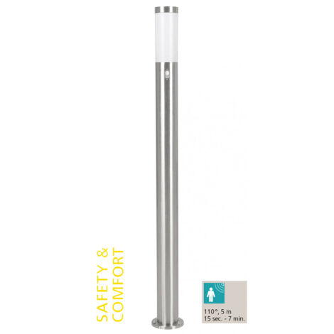 Paletto Esterno Helsinki Acciaio Argento Policarbonato Bianco 1 Luce E27 L110Cm