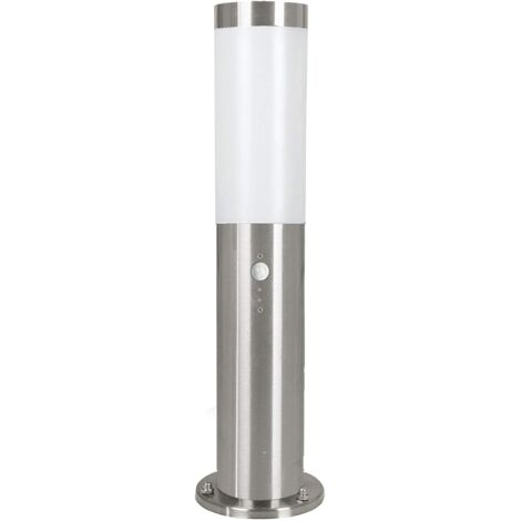 Paletto Esterno Helsinki Acciaio Argento Policarbonato Bianco 1 Luce E27 L45Cm