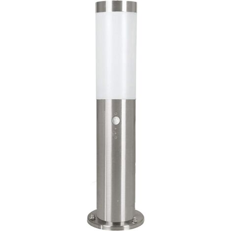Paletto Esterno Helsinki Acciaio Argento Policarbonato Bianco 1 Luce E27 L45Cm