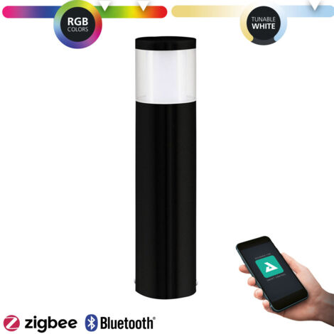 Paletto Esterno Moderna Basalgo-Z Acciaio Nero Policarbonato Bianco Led