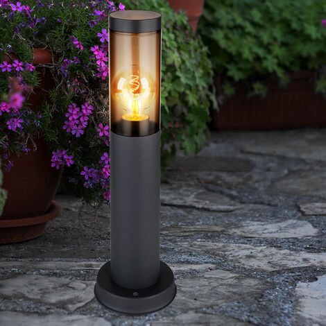 Paletto luminoso segnapasso luminoso da esterno lampade da giardino antracite IP44, lampada da terra balcone, acciaio inox color fumo, 1 attacco E27, PxH 7,6x45cm