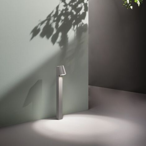 Paletto OWEN  per esterni LED in alluminio Silver e diffusore in vetro H61 cm