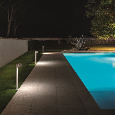 Paletto per esterni MALTA in alluminio Bianco e diffusore in vetro H70 cm