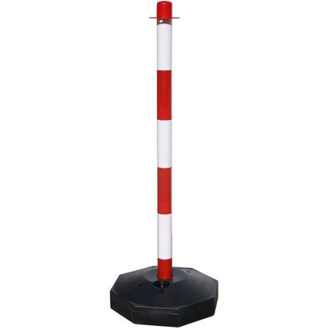 PALETTO SEGNALETICA COLONNINA BICOLORE DISSUASORE BIANCO/ROSSO CON BASE H.90cm