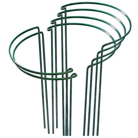 Pali di supporto per piante in metallo da 6 pezzi Anello da giardino per peonia, pomodoro, rosa, facile da usare e riporre (21 35 cm)