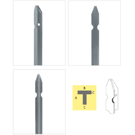 PALI PALETTI FERRO ZINCATI RECINZIONE A T 35x35mm GRIGIO h225cm