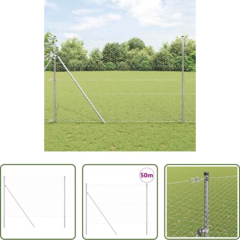 Pali per recinzione -  Palo della recinzione Argento 50 x 1,5 m (maglia 36 mm) Acciaio