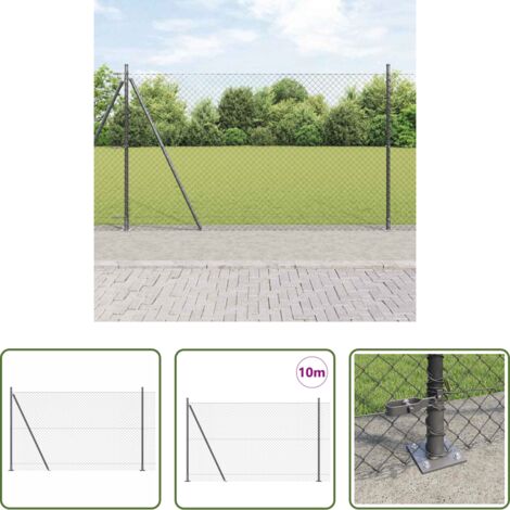 Pali per recinzione -  Palo della recinzione Grigio 10 x 1,5 m (maglia 40 x 40 mm)