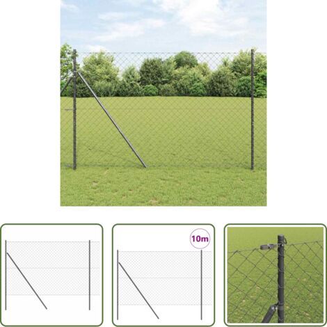Pali per recinzione -  Palo della recinzione Grigio 10 x 1,6 m (rete 60 x 60 mm)