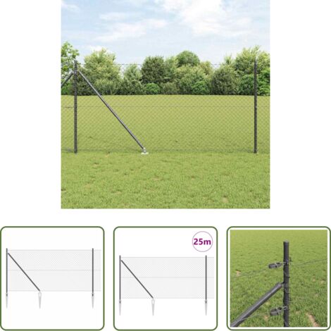 Pali per recinzione -  Palo della recinzione Grigio 25 x 1 m (rete da 40 x 40 mm)