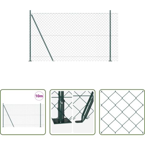 Pali per recinzione -  Palo della recinzione Verde 10 x 1,5 m (maglia 60 x 60 mm)