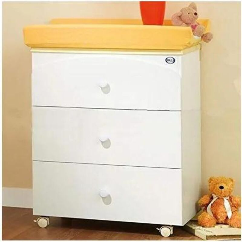 Pali Tris Table à Langer Blanche avec Pouf Confort