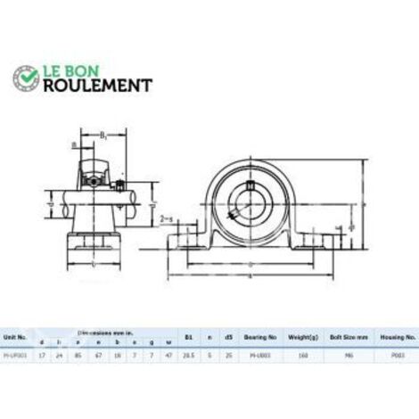 Palier aluminium UP003-INOX