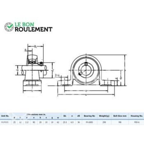 Palier aluminium UP005-INOX