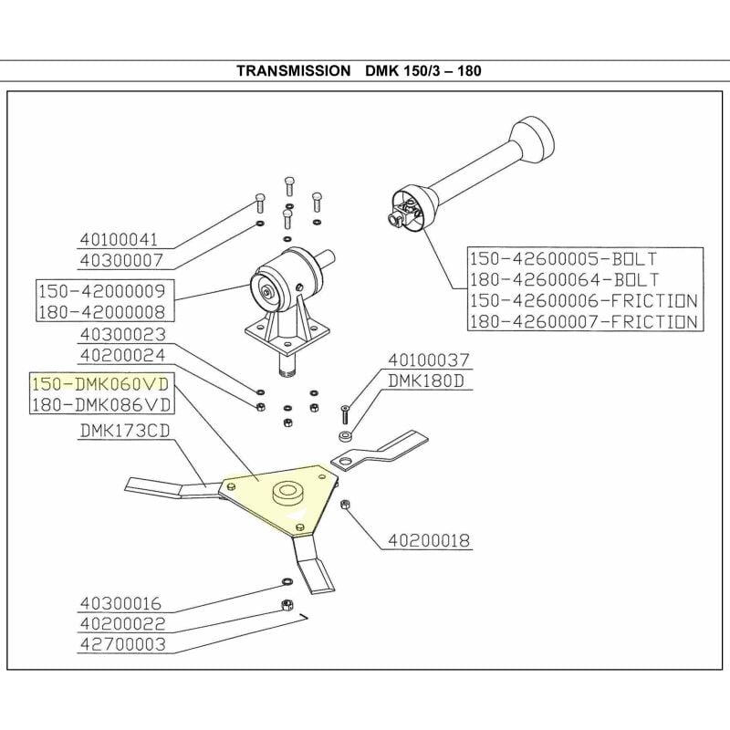 Del Morino - Palier de lame pour gyrobroyeur Delmorino DMK150/3 - DMK060VD