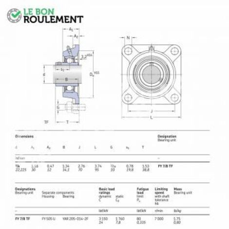 Palier fonte FY7/8-TF-SKF
