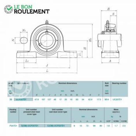 Palier fonte M-UCP207-D1-NTN