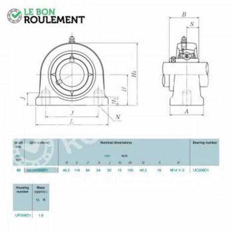 Palier fonte M-UCUP208-D1-NTN