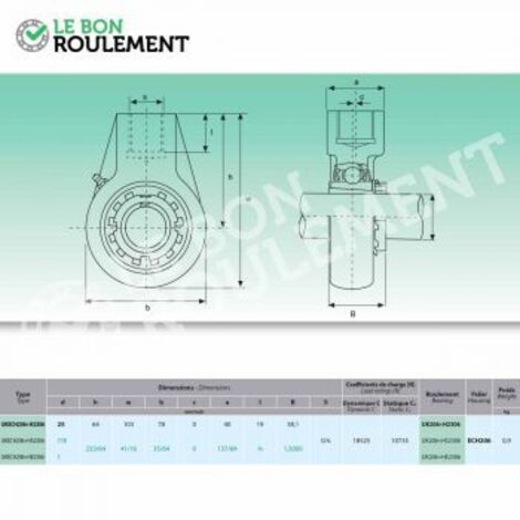 Palier fonte UKECH206+H2306