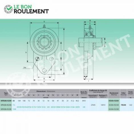 Palier fonte UKFB208+H2308