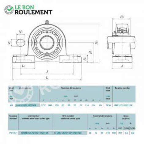 Palier fonte UKP210-D1-NTN