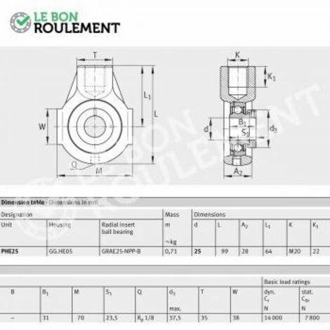 Palier plastique PHE25-TV-FA125.5-INA