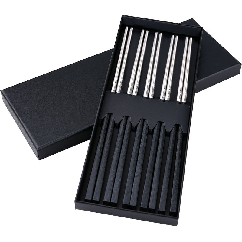 

Palillos de titanio con fibra de carbono de 5 pares, Plata