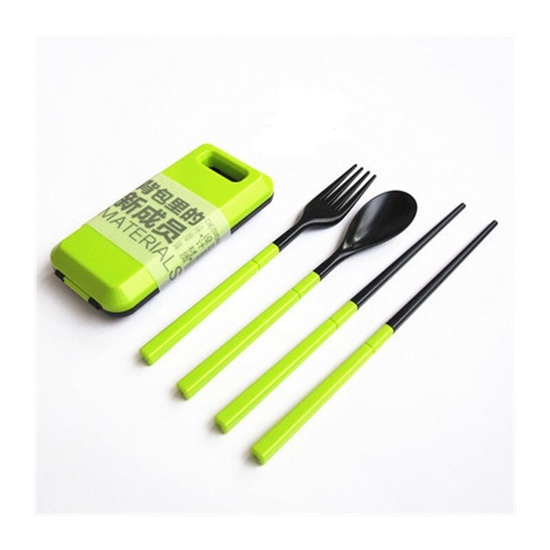 

Palillos plegables Tenedor Cuchara Juego de vajilla de viaje portatil Verde, Verde