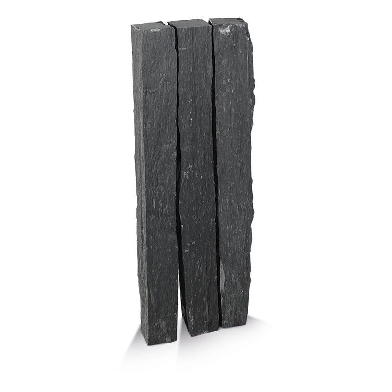 Palissade Ardoise Noire 8/10x8/10x150cm, F.clivée naturelle - Noir