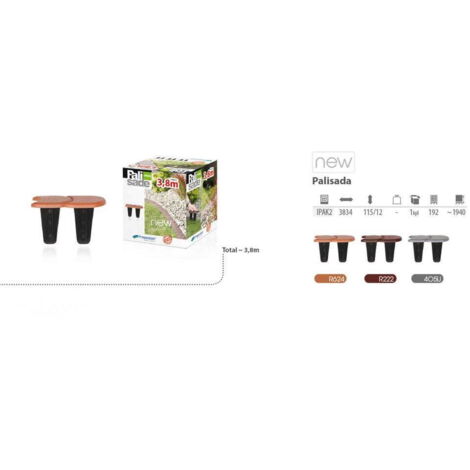 PALISSADE DE JARDIN PLATE 2 COULEURS GRIS 3,8 m