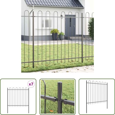 Palissade en acier -  Clôture de jardin 7 pcs Gris 11,9 x 1,5 m