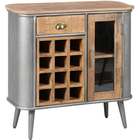 PALISSO - Buffet Multi-Rangements Bois et Acier Patiné