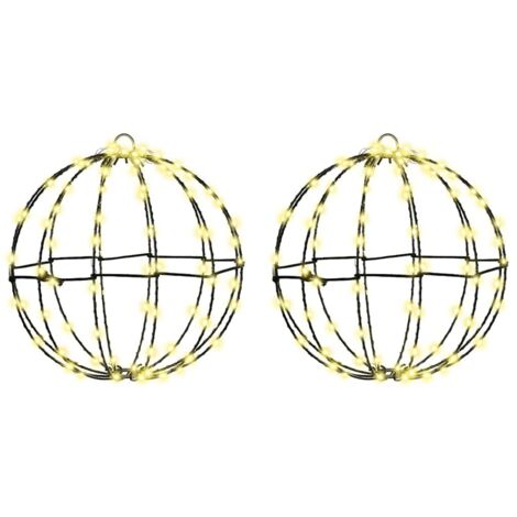 Palla con 192 LED 2 pcs Bianco caldo 30 x 30 x 32 cm Metallo vidaXL