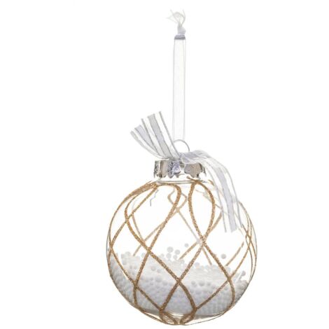 Palla con palline all'interno D.8cm oro - Croce di champagne - Feeric lights & christmas