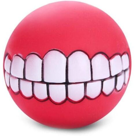 Palla creativa con motivo a denti Palla per cani con denti Palla multiuso con suono da masticare, sorriso, PET Giocattolo da spremere con suono