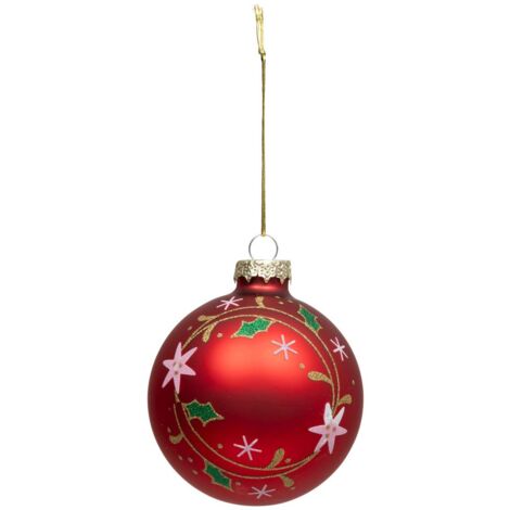 Palla di agrifoglio in vetro da 8 cm - Feeric lights & christmas