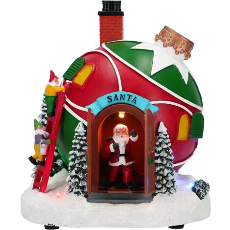 Palla di Natale decorativa casa di Babbo con Led multicolor decorazione natalizia