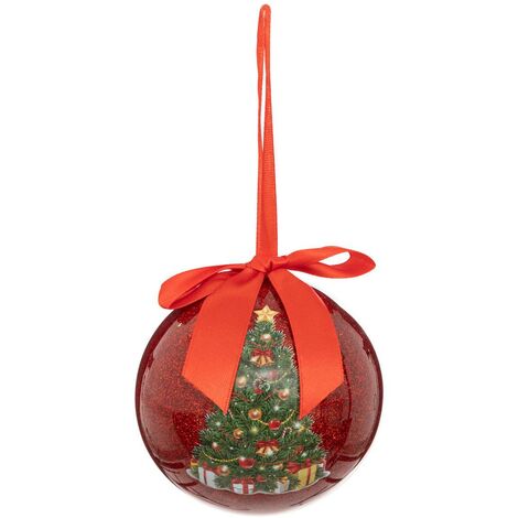 Palla di natale glitterata 7,5 cm rosso - Feeric lights & christmas