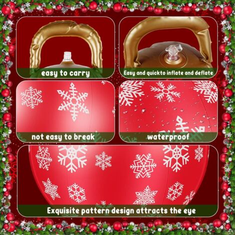 KUIRUNRX® Pallone Gonfiabile Rosso 60 Cm – Decorazione Natale, Matrimoni E Feste, In PVC Resistente E Impermeabile, Con Pompetta Manuale Inclusa