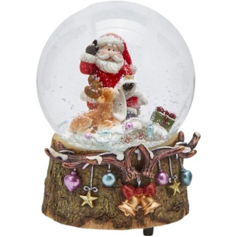 Palla di vetro con acqua "Babbo con addobbi" da Ø10 x 15 cm -Con sacco