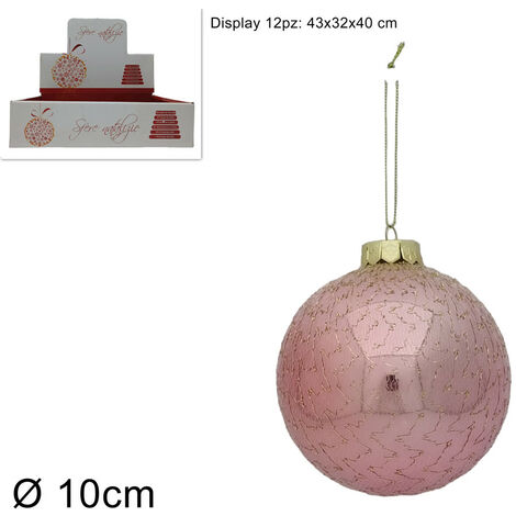 PALLA DIAMETRO 10 CM COLORE ROSA CON RETE ORO