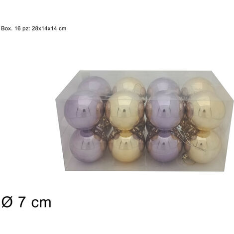 PALLA DIAMETRO 7 CM LUCIDE LILLA/ORO CONFEZIONE 16 PEZZI